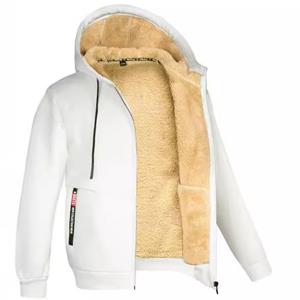 JOHO - CarGear Lam fluwelen herfst en winter trui heren capuchon effen kleur jas plus fluweel verdikte kleding XS lichtgrijze kleur