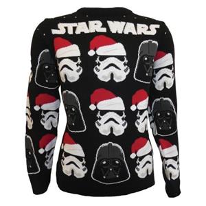 Star Wars Unisex volwassen Vader en Trooper gezicht gebreid kerstsweater L wit/zwart