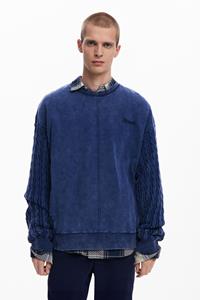 desigual Sweatshirt met gevlochten mouwen - BLUE
