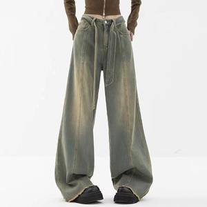Exotic Winter Y2k Mode Vrouwen Harajuku Jeans Wijde Pijpen Punk Losse Casual Lange Broek Denim Cargo Baggy Broek Femme Streetwear S blauw