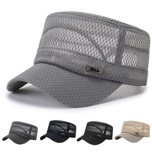 Strandhoed Platte bovenkant Grote rand Volledig gaas Casual Verstelbare gesp Casual Ademend Zonnebrandcrème Militaire hoed Outdoor-activiteiten zwart