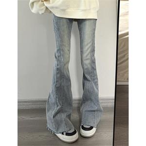EL80HK Mode Dames Slanke Jeans Rechte Casual Broek met Hoge Taille L blauw