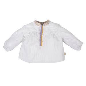 Blouse met lange mouwen en Mao-stijl kraag 3045W17 voor meisjes 6 MESES beige