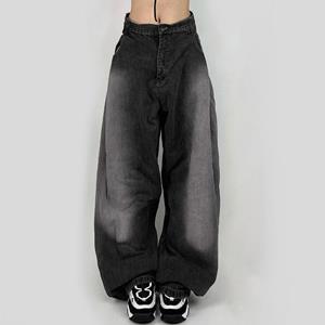 CM56GE Streetwear Oversized Jeans Vrouwen Baggy Hoge Taille Wijde Pijpen Denim Cargo Broek Harajuku Y2k Vintage Mom Jeans L zwart