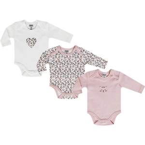 JACKY Body met lange mouwen 3-pack multipack wit/roze
