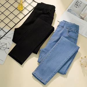 Super Monopoly Dames Jeans Vrouwelijke Potlood Elastische Basic Blauwe Hoge Taille Broek PLUS Size XXXXXL zwart