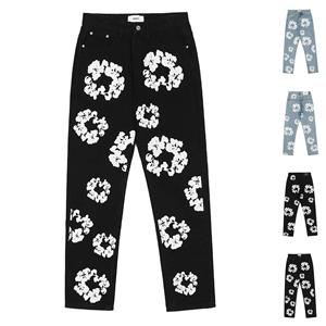 Ximalaya Heren- en damesmode Losse casual bloemen high street jeans M