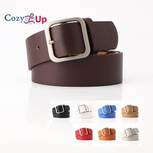 Cozy Up Damesriem Retro Eenvoudige All-Match Vierkante Gesp PU Leren Riem 105*3.5cm wit
