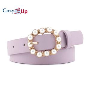 Cozy Up leren parel riem dames all-match mode Japanse gesp riem taille riem riem 2.3*107cm zwart