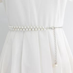 Elegante parel taille ketting dames dunne tailleband jurk rok trui riem 115*1.5cm goud