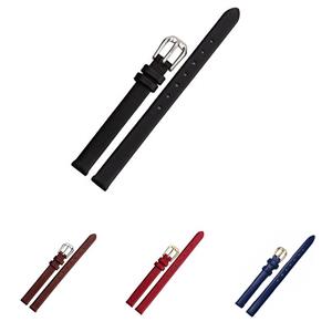 Dunne polsriem met pingesp Dameshorlogeband Echt lederen armbandriem 6mm zwart