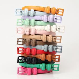 Fankeao Dames dunne broekriem effen kleur kunstleer tailleband verstelbare lengte multi-gaten ontwerp jeansriem donkere kaki kleur