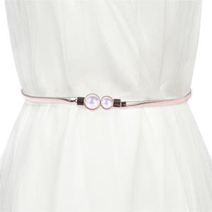 MixWin Vrouwen zomer riem metalen elastische taille ketting faux parel decor elegante ronde metalen riem kledingstuk accessoires zilver