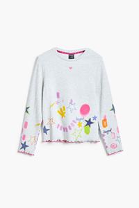 desigual Rib T-shirt met neonprints - WHITE
