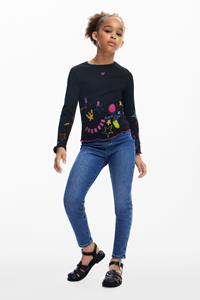 desigual Rib T-shirt met neonprints - BLACK