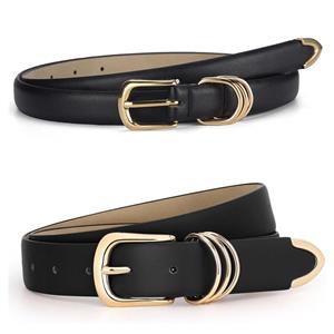 GargerHa Women man PU Leather Belt Fashion Trendy Waistband Simple Metal Buckle Belt 1.8cm width