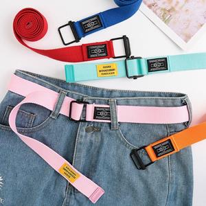 Uiaoping Simple Double Ring Waistband Luxury design Weave Waist Band Casual Nylon Braided Belt rood