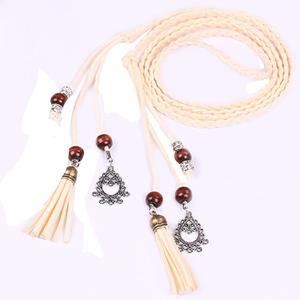 Factory Discount Outlet Damesmode folk-custom kwastje gevlochten hanger tailleriem bruin