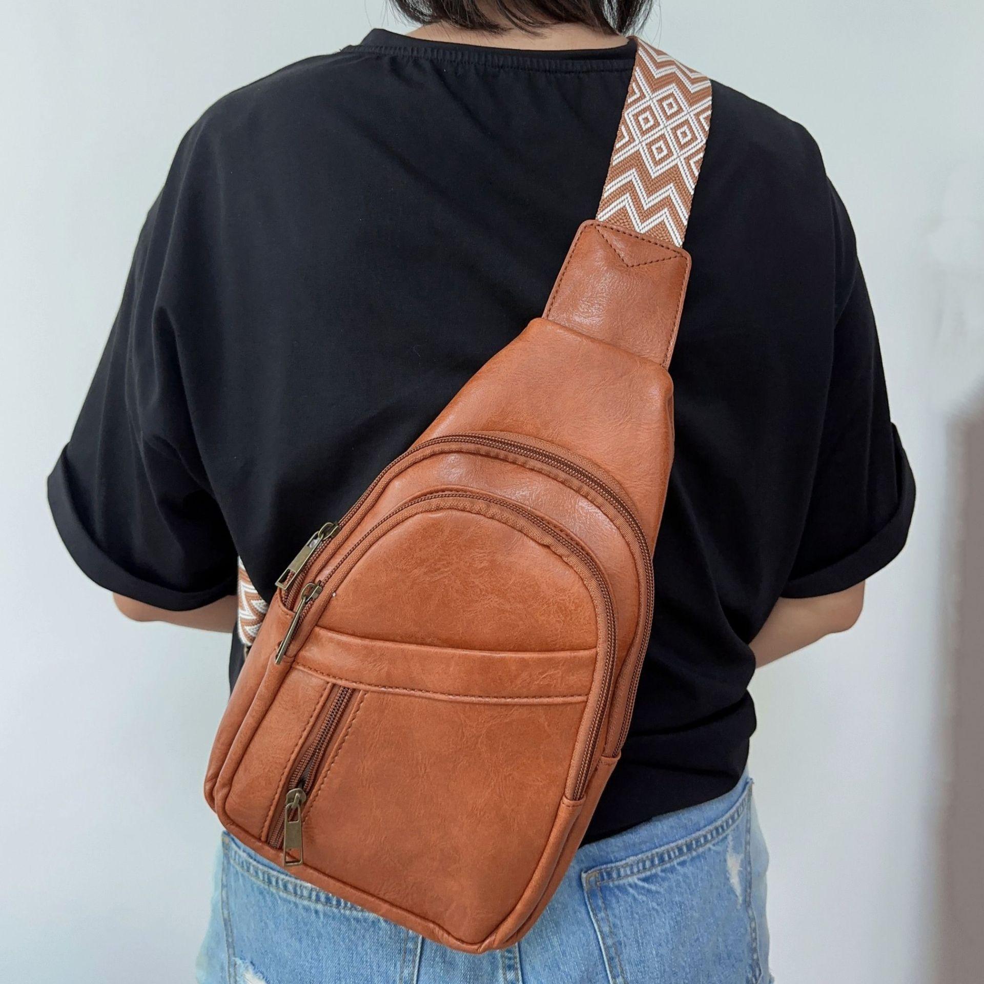 Damestas Casual mode Retro borsttas Effen kleur Crossbody tas Boheemse stijl heuptasje One Size