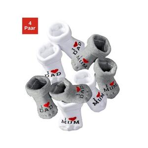 Vivance Omslagsokken I Love Mum, I Love Dad met omgeslagen boord met gebreide tekst (set, 4 paar)