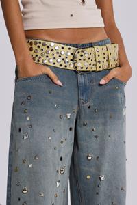 Jaded London Osmium Studded Belt In Cream