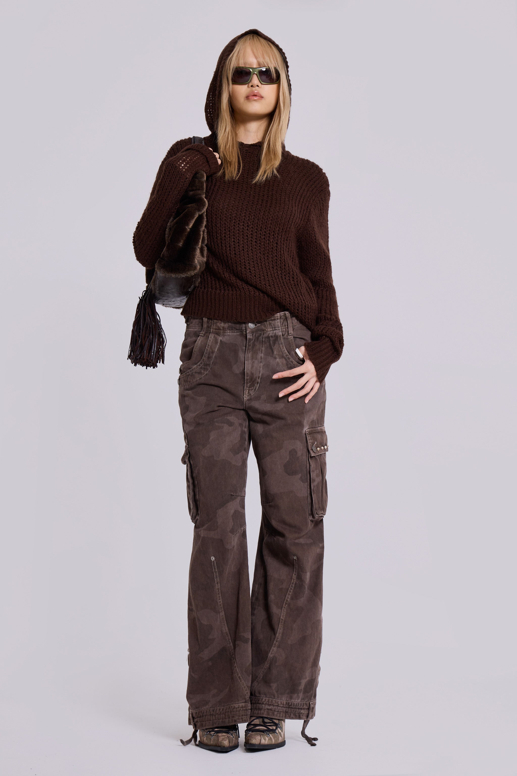 Jaded London Brown Trooper Camo Cargo Pant