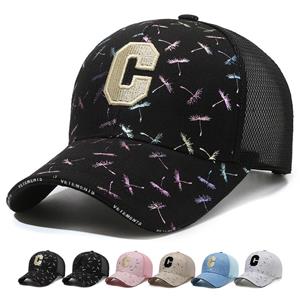 ONIHUA C Brief Afdrukken Baseball Cap Vrouwen Zonnescherm Mesh Hoed Mannen Outdoor Vizier Hoeden Snapback Panama Hoed Pet Vizier Hombre gorras 56-60cm zwart/geel