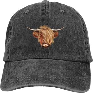 91440605MAC3NXC54W Schotse harige Highland Cow-hoeden voor unisex vrouwen Vintage honkbalpet strand vader zonnehoed zwarte denim katoenen petten One Size