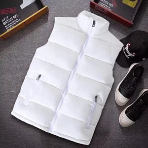QGOOD Wit vestjack heren slim fit opstaande kraag mouwloos pufferjack lente herfst casual vest heren warme jas S