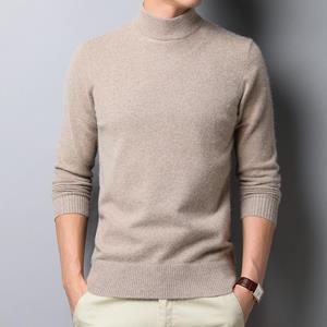 MAITA Elite Fashions Effen kleur heren coltrui kasjmier trui slim fit dieptepunt trui zakelijk M lichtbruine kleur