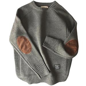 HU5RN Heren Pullover Trui Herfst Mode Casual Los Dik O-hals Wol Gebreid Oversize Harajuku Streetwear Breiwerk M-5XL L blauw