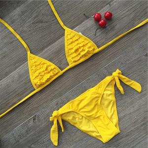 Fox Swimwear Meisjes Badmode Soild Baby Kids Badmode Biquini Infantil Badpakken Falbala Bikini Meisje voor 6-14 jaar 8 years geel