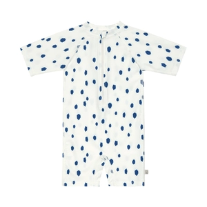 LÄSSIG UV zwemkleding korte mouw stippen wit blauw