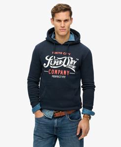 Superdry Mannen Perfect Fit Script Hoodie Blauw