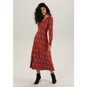 Aniston SELECTED Midi-jurk met smok-inzetten en retro-print