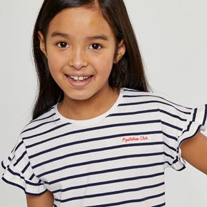 LA REDOUTE COLLECTIONS Gestreept T-shirt met volantmouwen, geborduurde tekst