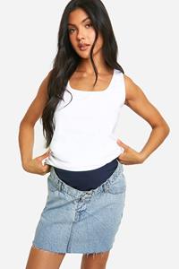 Boohoo Zwangerschap Mini Spijkerrokje Met Onbewerkte Zoom, Light Wash