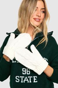 Grof Gebreide Want Handschoenen, Ivory