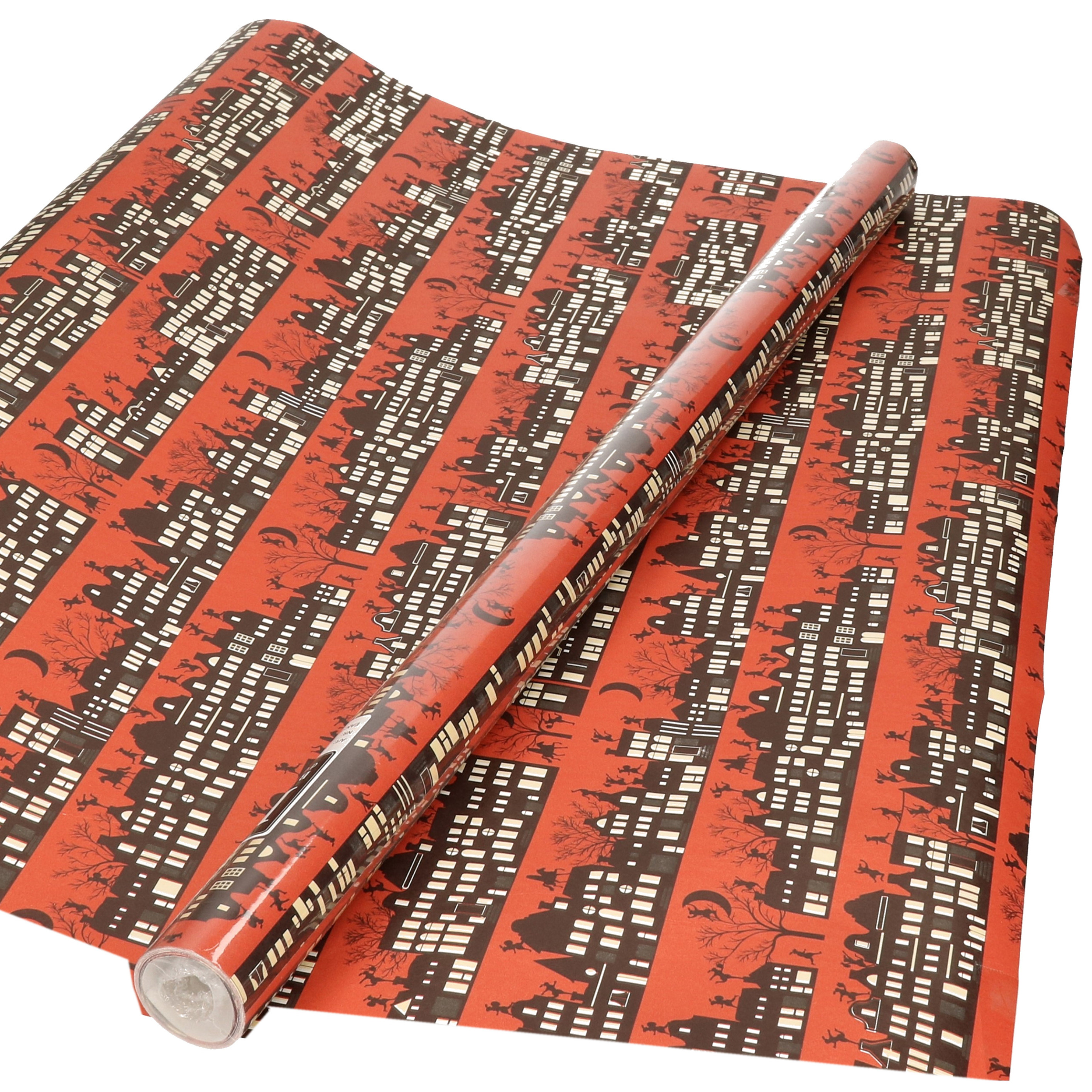 1x Rollen Sinterklaas inpakpapier/cadeaupapier donkerrood 2,5 x 0,7 meter -