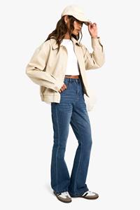 Boohoo Basic Flared Jeans, Mid Blue
