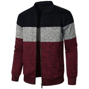 EG76LD Herfst Winter Cardigan Trui Heren Fleece Rits Truien Fluweel Contrast Gestreepte Trui Jassen Casual Jassen 2XL zwart
