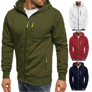 Xingben Two Casual camouflagesportsweatshirt voor heren, jas met lange mouwen en rits en capuchon L groen