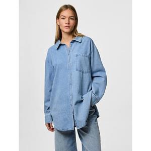 Pieces Loose fit jeansoverhemd van katoenmix, model 'MAISIE'
