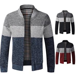 MA10BL Nieuwe heren winter trechterkraag met ritssluiting dikke fleece gevoerde gebreide vest trui top 2XL zwart
