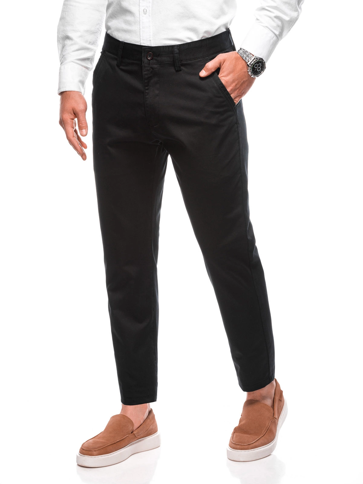 Edoti Style Italia - Herenbroek Chino - Zwart - Stijlvol - Lengte 33