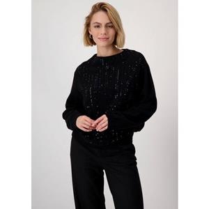 Monari Trui met staande kraag Pullover sieraad met glinstersteentjes