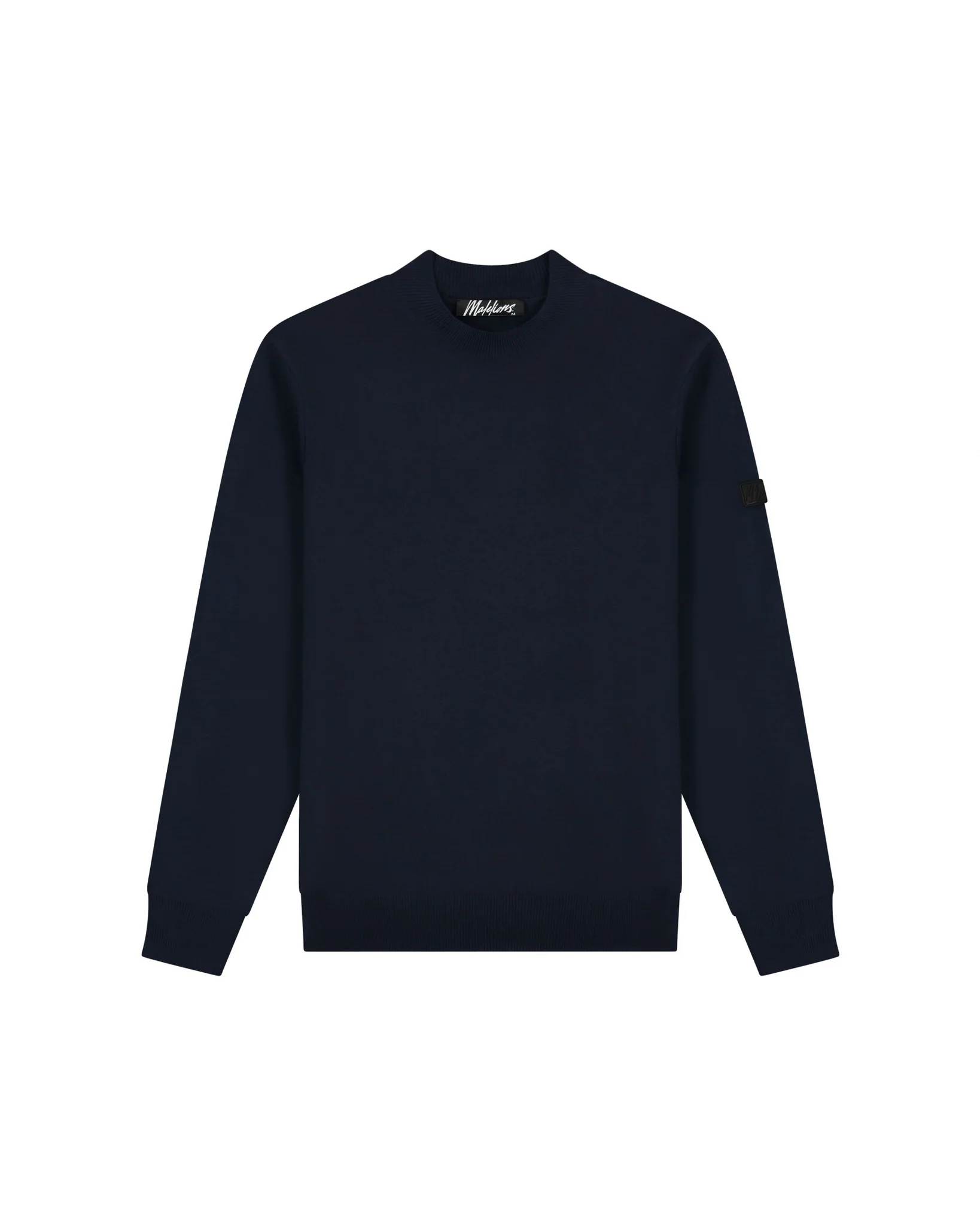 Malelions Men Knitted Mock Neck Sweater | Navy