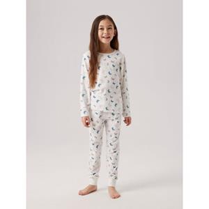 Name It Meisjes lange pyjama set nkfnightset vlinder print crème