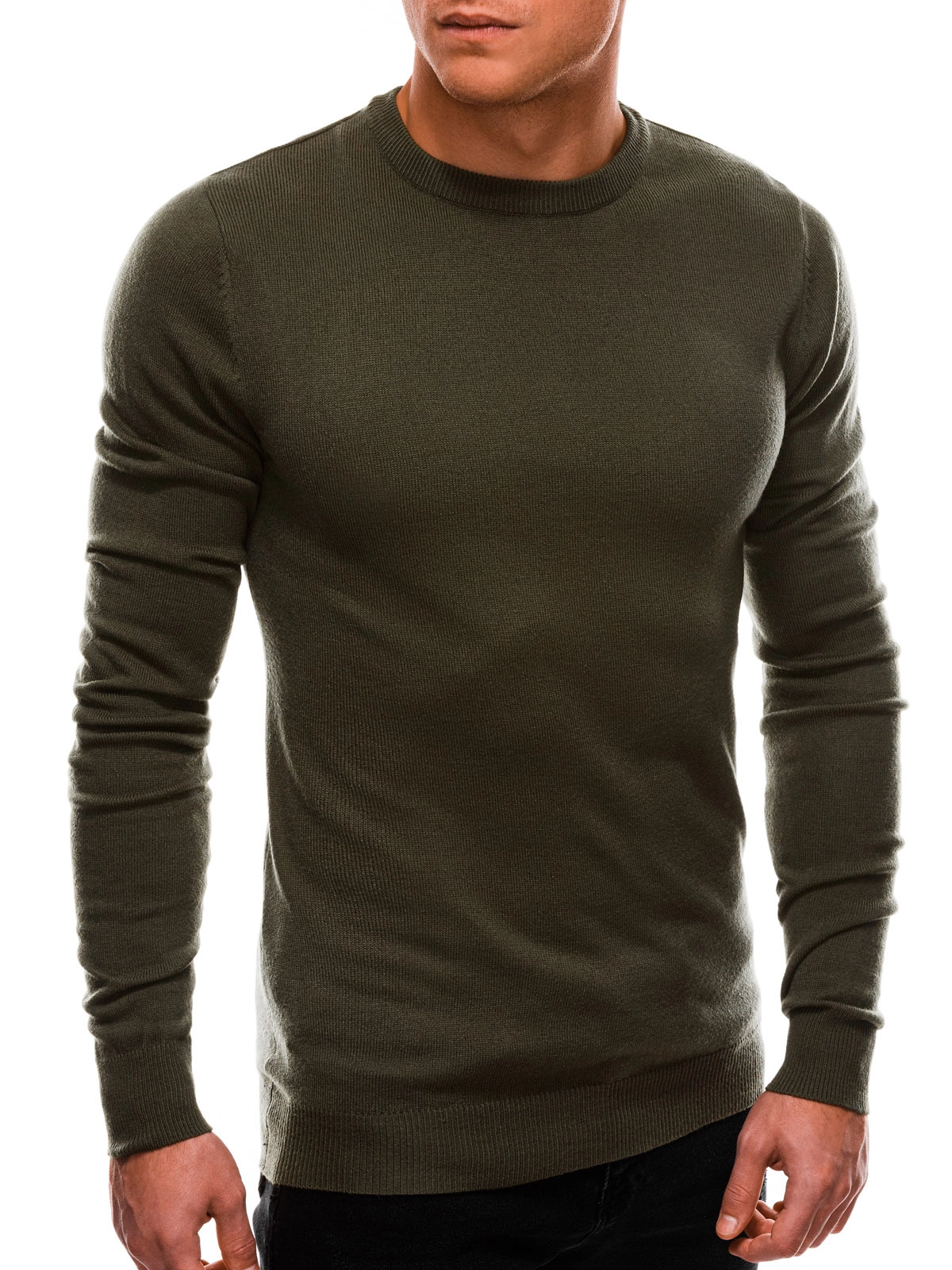 Edoti Style Italia - Sweater Heren - Ronde Hals - Olive Groen - Italianstyle