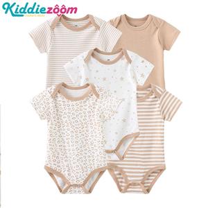 KIDDIEZOOM 5 Stuks Zomer Zachte Katoenen Baby Rompertjes Cartoon Print Baby Jongen Meisje Jumpsuit Kleding 3M